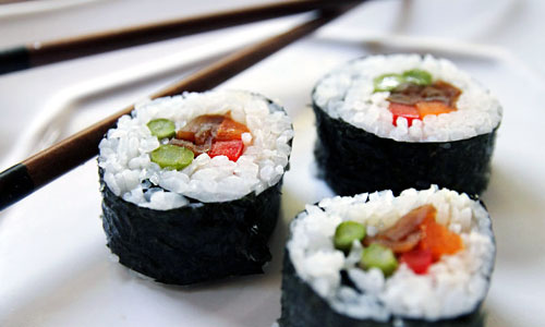 Sliced Vegetable Futomaki sushi rolls